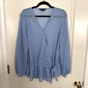 Baby Blue Peplum Blouse by INC - Size XL